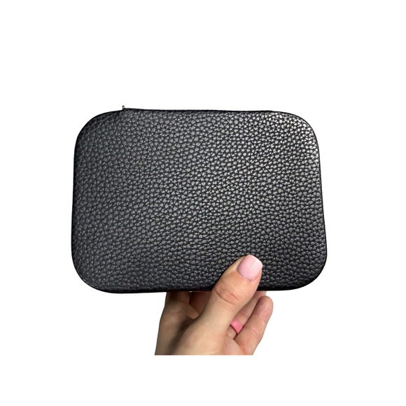 Black Pebbeled Faux Leather Travel Jewelry Organizer - Picture 7 of 11